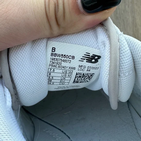 New Balance 550s Rain Cloud/White (Men’s 6/Women’s 7.5) - Picture 5 of 6